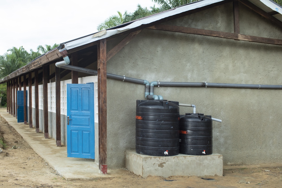 The new buildings at Nazareth School also have new water retention tanks to conserve water.