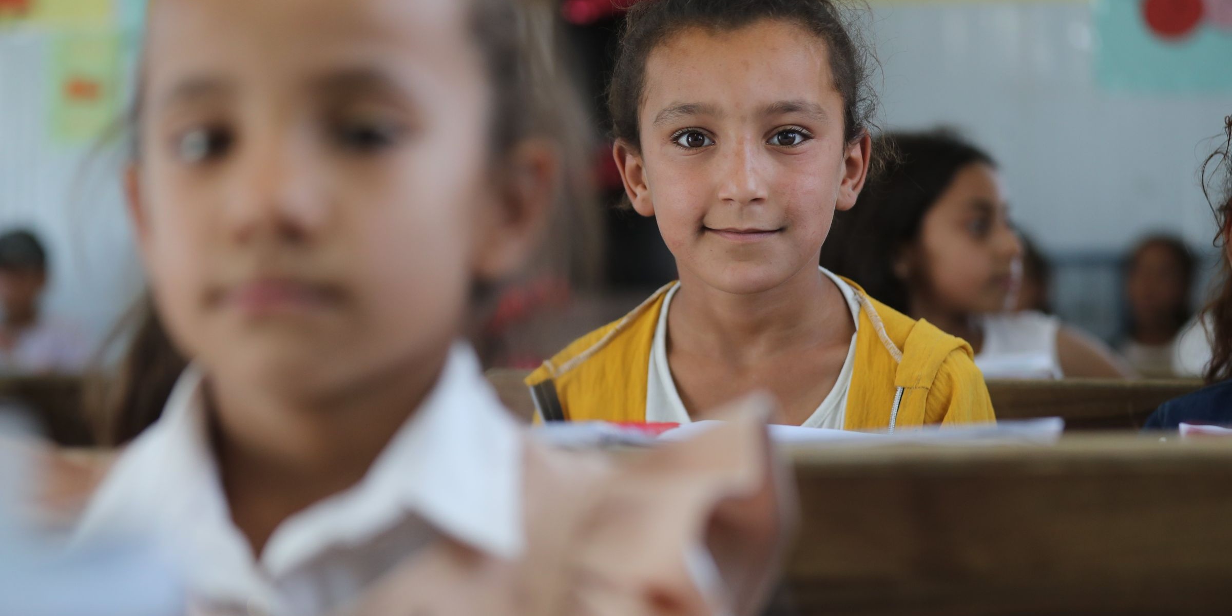 Sarah, from north-east Syria, enrolled in an intensive educational program supported by GPE and Save the Children to prepare her to return to formal school after the end of the conflict in Syria. Credit: Delil SOULEIMAN/Save the Children/GPE via AP Content Services